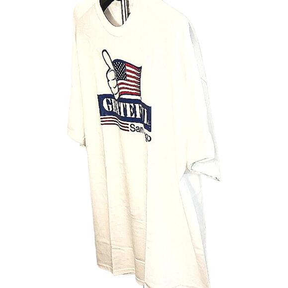 SAN DIEGO T-Shirt Mens Sz L WHITE Crewneck American Flag GRATEFUL Patriotic Flag - Picture 5 of 12